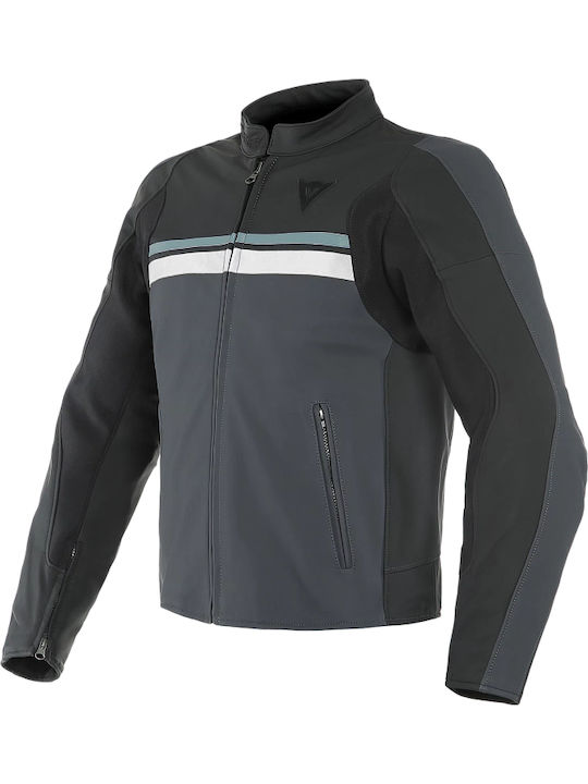 Dainese HF 3 Herren Leder Motorradjacke 4 Jahreszeiten Schwarz/Gletscher-Grau