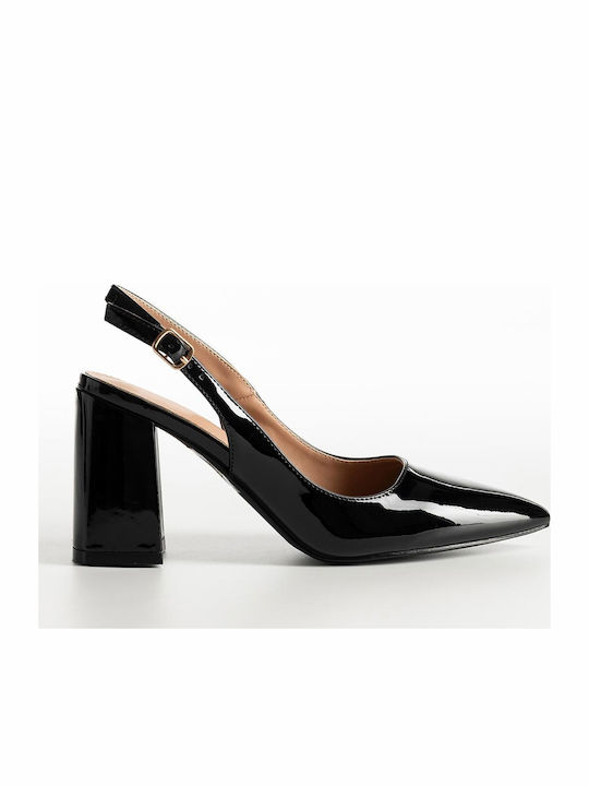 Bellucci Heels From Patent Leather With Chunky High Heel Black