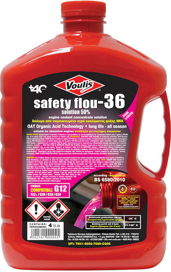 Voulis Flou Антифриз Paraflu За Радиатор На Мотоциклет G12 / G12+ / G30 -36°C Розов Цвят 4л