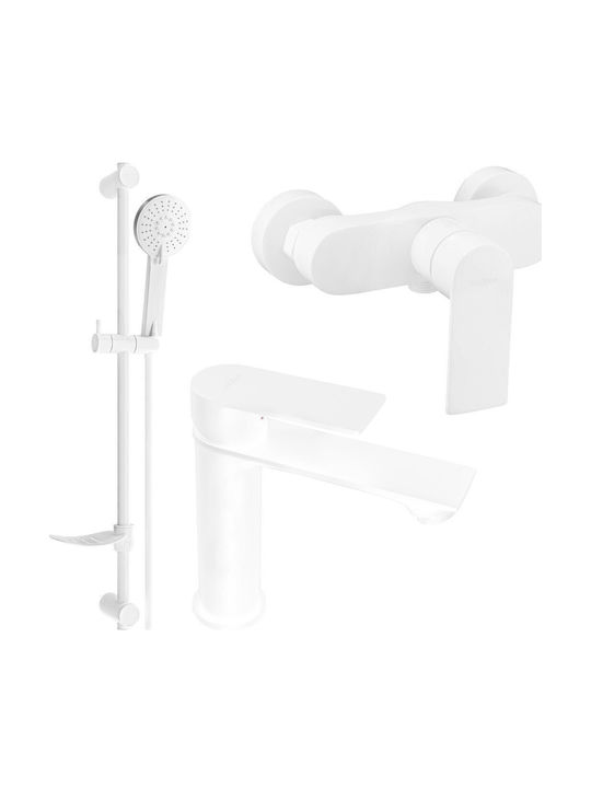 Mexen Thermostatic Shower Mixer Complete Set White