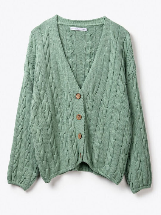 Short Women's Knitted Cardigan Mint