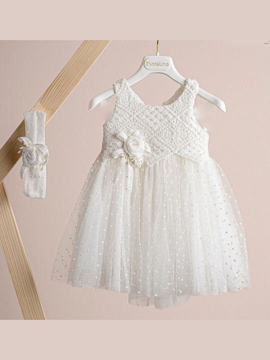 Piccolino Thea White Baptism Dress DR25S153 Ivory