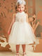 Baby Bloom Rochie Ecru de Botez din Dantelă
