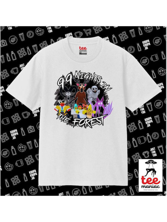 Roblox 99 Nights In Forest Classic T-shirt Double Stitching Without Side Seams White 100% Cotton Vegan & Oeko-tex Certified
