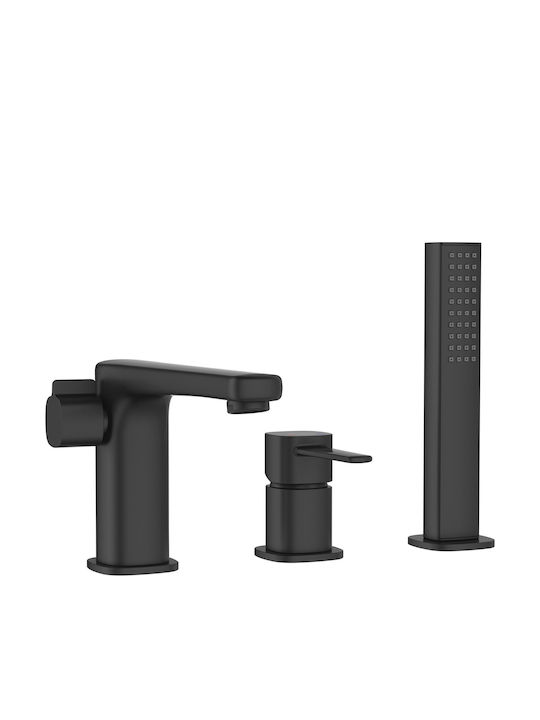 Invena Mischbatterie für Badewanne Thermostatisch Komplettes Set Schwarze