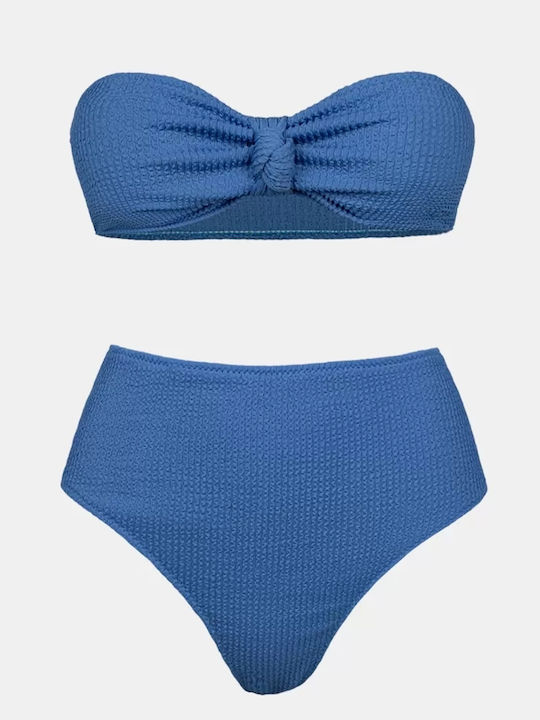 Rock Club Bikini Set High Waist Blue Royal