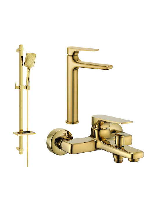 Mexen Mischung Badewanne Komplettes Set Gold