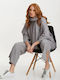 Knitted Set Trousers Blouse Scarf Gray Size One Size