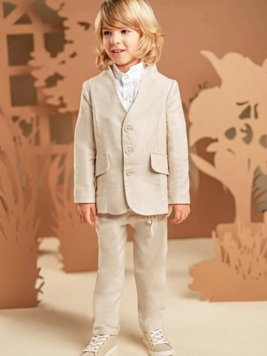 Baby Bloom Boys' Baptism Suit with Blazer Beige 5 Pieces