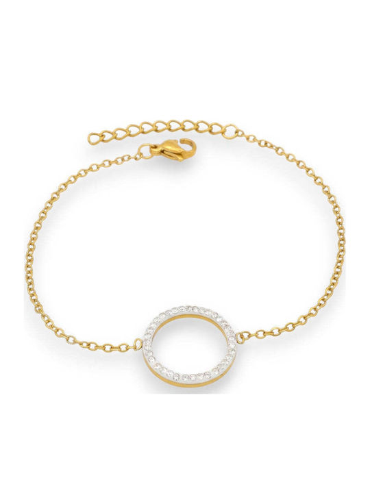 Charmy Women's Bracelet Chain Made of Gold Plated Steel with Zircon 18cm B3540
