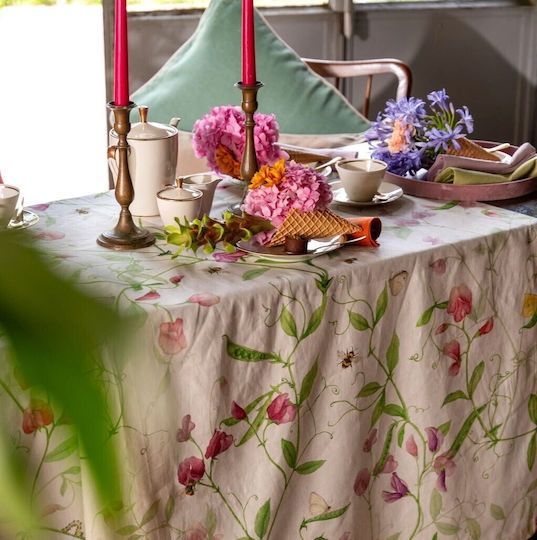 Tessitura Toscana Telerie Linen Tablecloth Petits Green 140x170cm