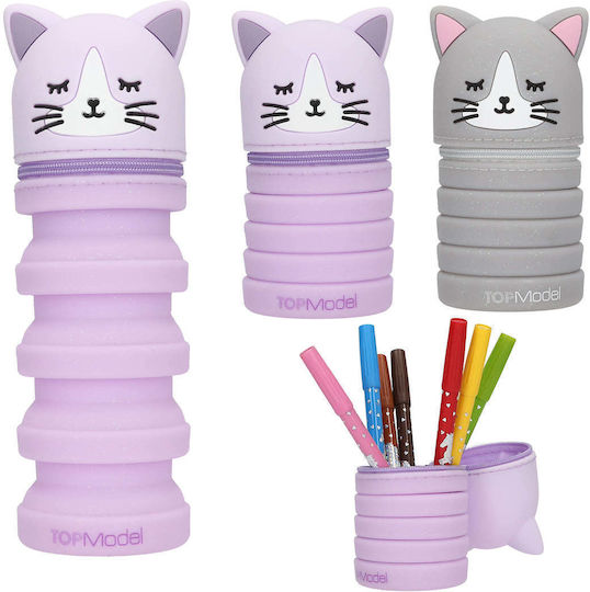Topmodel Silicon Pencil Tube Blooming Kitty Grey Purple