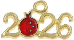 1 Piece Metallic Pomegranate Charm "2026" Gold-Plated 12x21mm 1 Piece Metallic Pomegranate Charm "2026" Gold-Plated 12x21mm