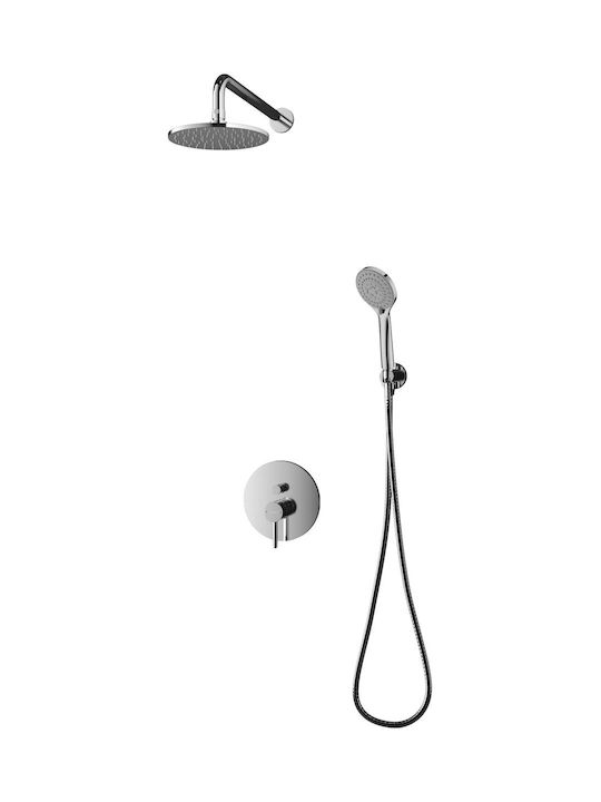 Omnires Built-in Mixer Phone & Shower Head Set for Shower Silver