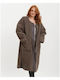 Палто Oversized Синтетична Кожа Сив Размер One Size Сив
