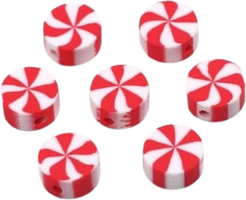 Polymer Perlen Rot Weiß 10mm 1 Stück