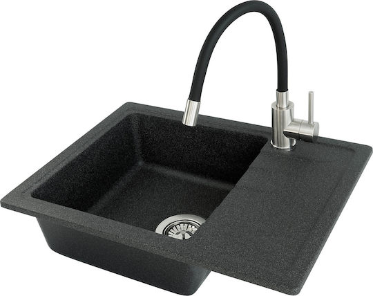 Deante Küchenspüle Unterbau Wasserhahn aus Flüssigem Granit mit Wasserhahn M58xP44cm Graues