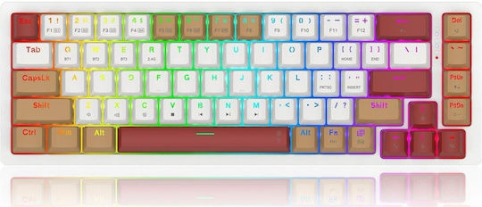 Redragon RAMMUS K677 PRO Wireless Gaming Mechanical Keyboard 60% with Custom Brown Switches and RGB Lighting English US White