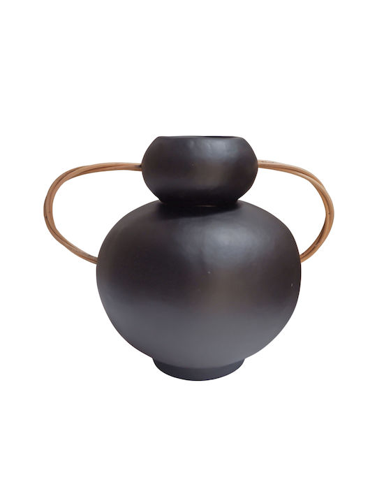 HomeMarkt Decorative Vase Ceramic Mibo Black 22.5x15xH19cm