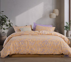 Nef-Nef Homeware Floriva Σετ King Size 4τμχ 240x270+35εκ. με Λάστιχο Κίτρινο