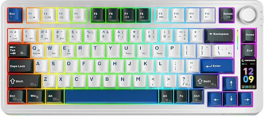Rampage Quell Pro Ασύρματο Gaming Μηχανικό Πληκτρολόγιο 75% με RGB φωτισμό (Αγγλικό US) Λευκό