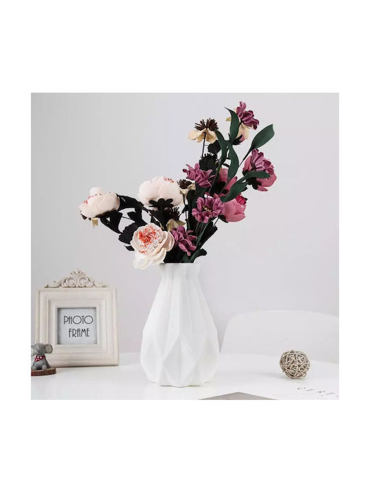 Vază Decorativă Din Plastic Albă 14x14xÎnălțime 20cm