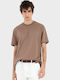 Herrenbluse Kurzarm Braun