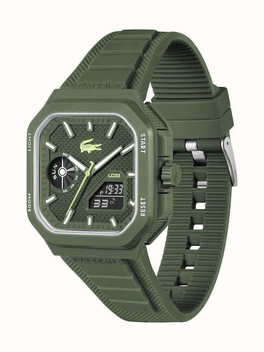 Lacoste Lc33 Ψηφιακό Ανδρικό Ρολόι Μπαταρίας με Ασημί Μεταλλικό Μπρασελέ