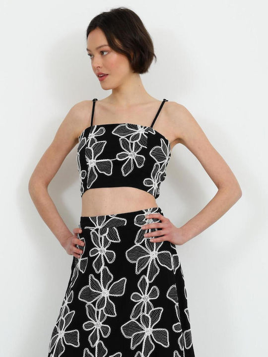 Γυναικείο Crop Top με Τιράντες Μαύρη