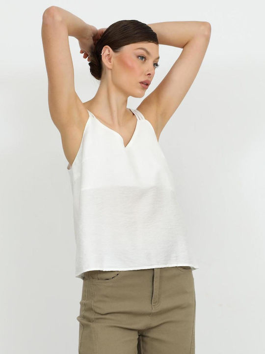 Damen Crop Top mit Spaghetti-Träger Weiß
