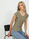 Damen T-Shirt Khaki