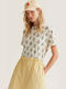 Women's T-shirt Floral Ecru