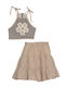 Kids Set with Skirt Summer 2pcs Brown