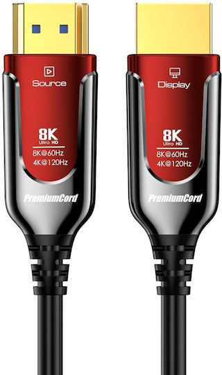 PremiumCord HDMI 2.1 Ultra High Speed 48Gbps 4K 120Hz HDR VRR Cable HDMI Male - HDMI Male 15m Black