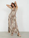 Sommer Maxi Damenkleid Braun