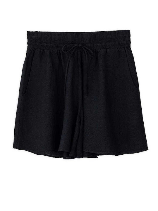 Pantaloni Scurți Din In Pentru Femei Negri