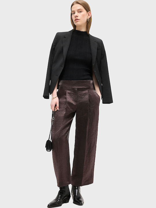 Women's Linen Trousers Dark Brown