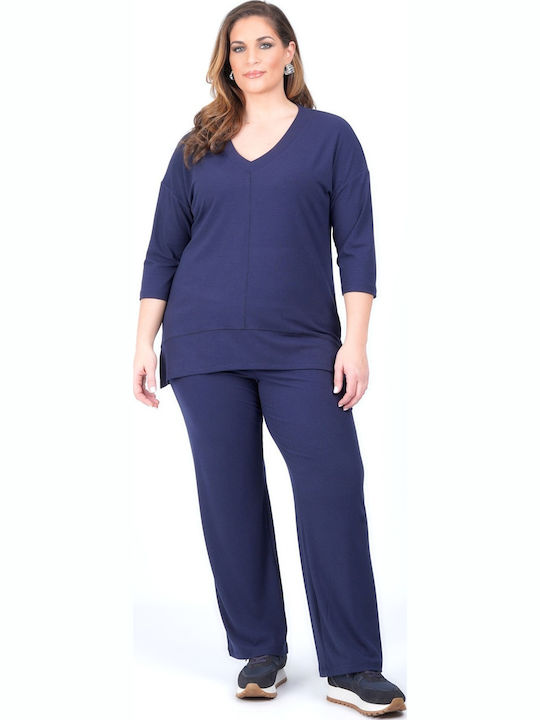 Women's Blue Set with Trousers with Rubber Band