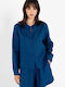 Long Sleeve Women's Linen Shirt Blue