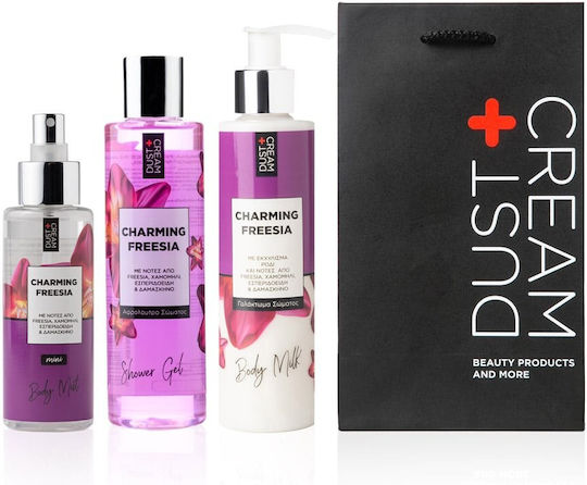 Dust+Cream Charming Freesia Skin Care Set for Body Cleaning 3 Pieces