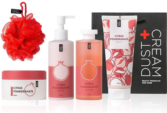 Dust+Cream Citrus & Pomegranate Skin Care Set for Body Cleaning 5 Pieces