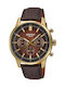 Casio Men's Chronograph Battery Watch with Brown Leather Strap