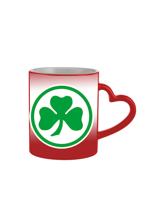 Cană Roșie Magică Panathinaikos PAO Mâner Inimă
