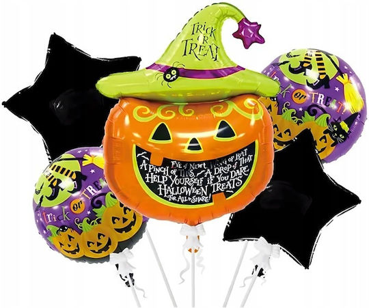 Set 5 Baloane Halloween Folie Portocalii