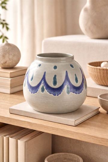 Kaemingk Διακοσμητικό Βάζο Κεραμικό Μπλε 19x18xΥ19cm