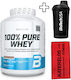 Biotech Usa 100% Pure Whey 2270g Bourbon Vanilla & Katerelos Fitness Sports Towel 100x50cm Red Black & Biotech Usa Wave Shaker 600ml Opal White Custom Bundle