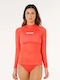 Rip Curl Surf UPF 50+ Women Long Sleeve Sun Protection Shirt Red