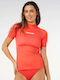 Rip Curl Surf UPF 50+ Women Short Sleeve Sun Protection Shirt Red
