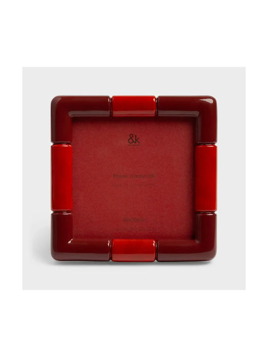 &Klevering Plastic Photo Frame with Burgundy Frame