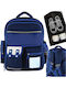 Schulranzen Rucksack Blau mit Flaschenhalter